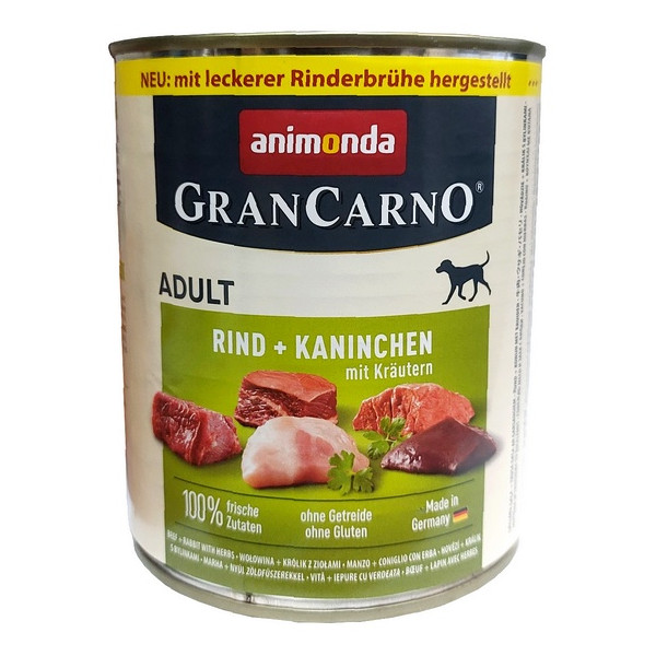 Animonda GranCarno Original Adult Rind Kaninchen Krautern Wołowina + Królik z Ziołami puszka 800g