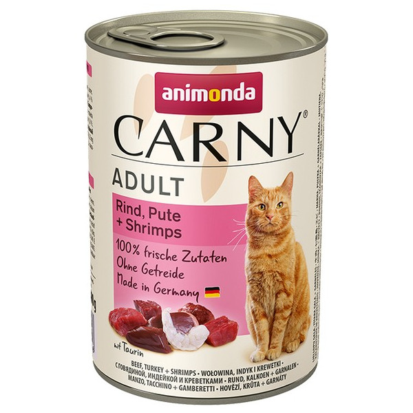 Animonda Carny Adult Wołowina, Indyk + Krewetki puszka 400g