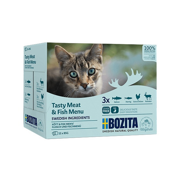 Bozita Cat Multibox z mięsem i rybą w sosie saszetki 12x85g