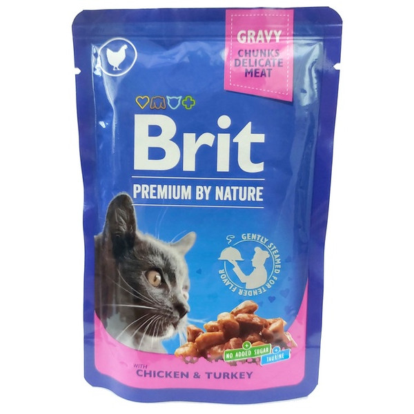 Brit Premium Cat Adult Kurczak + Indyk saszetka 100g