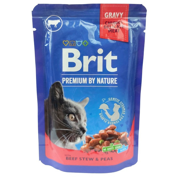 Brit Premium Cat Adult Wołowina + Groszek saszetka 100g