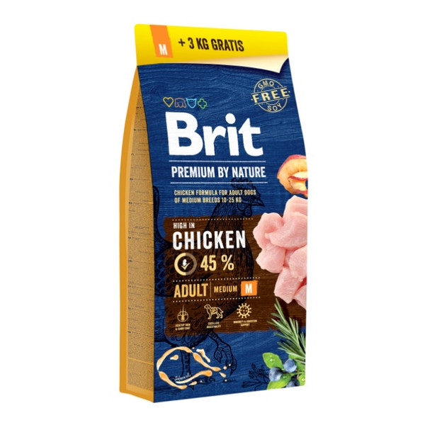 Brit Premium By Nature Adult M Medium 18kg (15+3kg gratis)