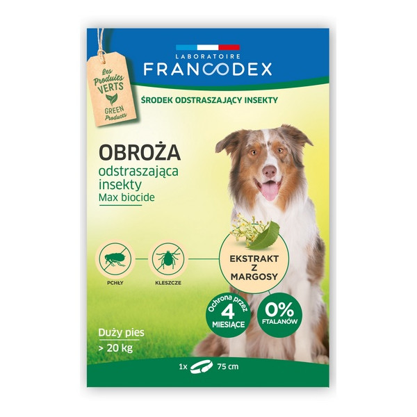 Francodex Obroża odstraszająca insekty duże psy powyżej 20kg 75cm [FR179173]