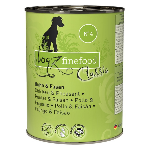 Dogz Finefood Classic N.04 Kurczak i bażant puszka 400g