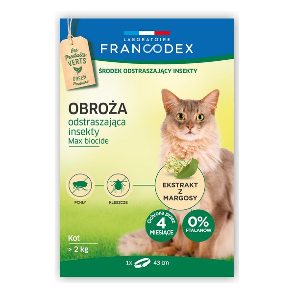 Francodex Obroża odstraszająca insekty dla kotów od 2kg 43cm [FR179170]