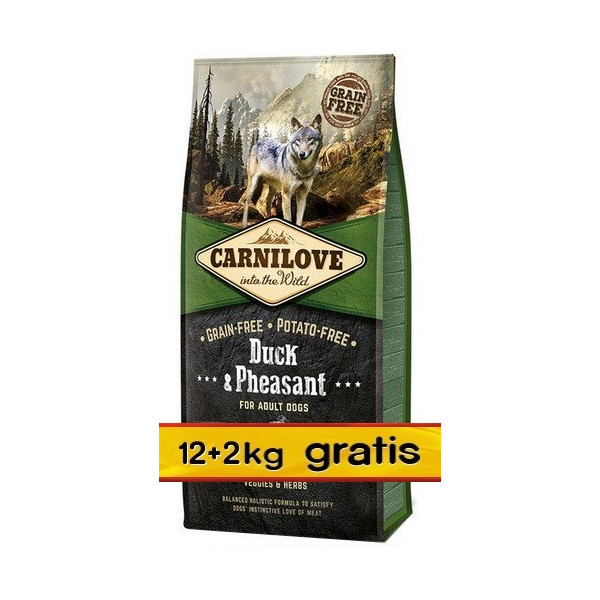 Carnilove Dog Duck & Pheasant Adult - kaczka i bażant 14kg (12+2kg gratis)