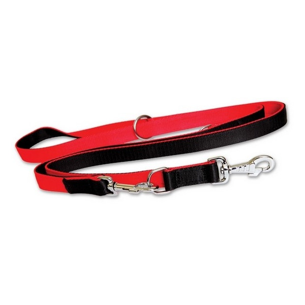 Dingo Smycz taśma polipropylenowa przedłużana podwójnie zszywana 2cm/120-220cm czarno-czerwona
