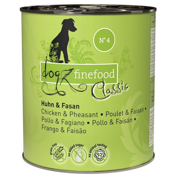 Dogz Finefood Classic N.04 Kurczak i bażant puszka 800g