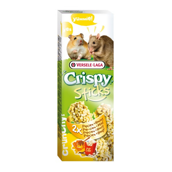 Versele-Laga Crispy Sticks Hamster & Rat Popcorn & Honey - kolby dla chomików i szczurów z popcornem i miodem 110g