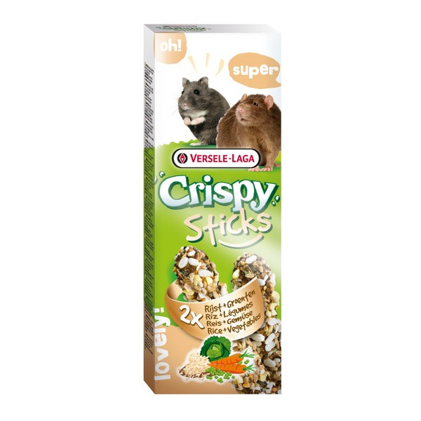 Versele-Laga Crispy Sticks Hamster & Rat Rice & Vegetables - kolby dla chomików i szczurów z ryżem i warzywami 110g