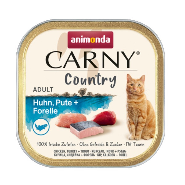 Animonda Carny Country Adult Kurczak, Indyk i Pstrąg tacka 100g