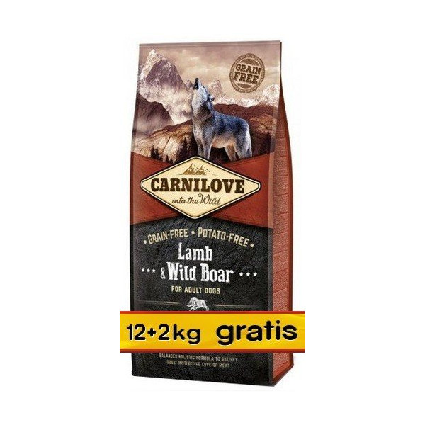 Carnilove Dog Lamb & Wild Boar Adult - jagnię i dzik 14kg (12+2kg gratis)