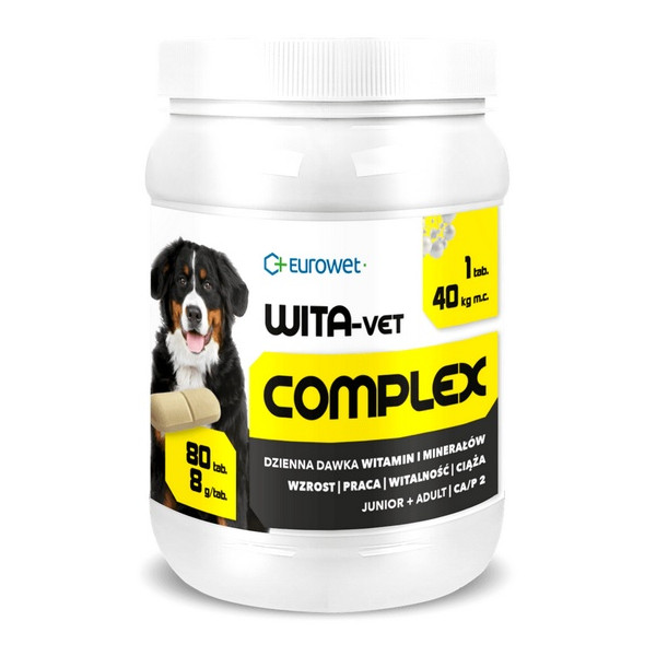 Wita-Vet Complex 8g - preparat mineralno-witaminowy dla suk i szczeniąt ras dużych 80tabl