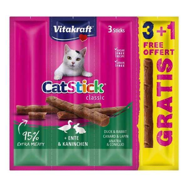 Vitakraft Cat Stick Mini królik + kaczka 4szt (3+1 gratis)