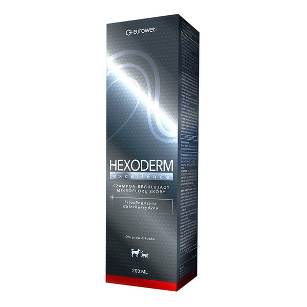 Hexoderm Excellence - szampon regulujący mikroflorę skóry z fitosfingozyną i chlorheksydyną dla kota i psa 200ml