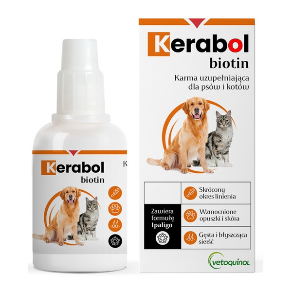 Vetoquinol Biowet Pet Line Kerabol - krople na poprawę sierści 50ml