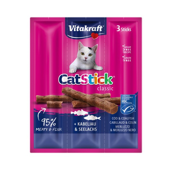 Vitakraft Cat Stick Classic Dorsz i Czarniak 18g [2424003]