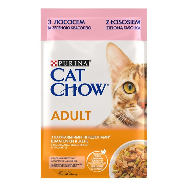 Purina Cat Chow Łosoś i zielona fasolka saszetka 85g