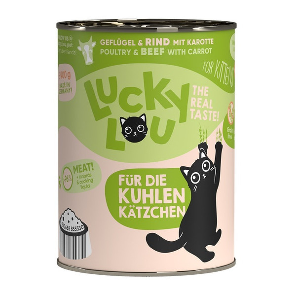 Lucky Lou Lifestage Kitten Drób i wołowina puszka 400g
