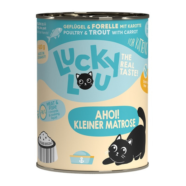 Lucky Lou Lifestage Kitten Drób i pstrąg puszka 400g