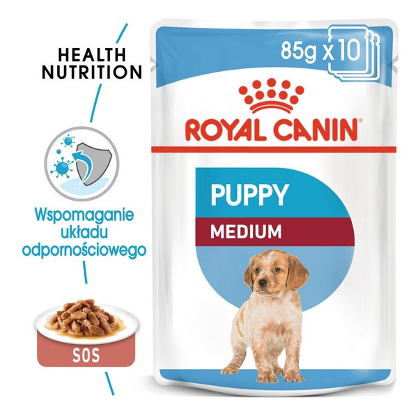 Royal Canin Medium Puppy karma mokra w sosie dla szczeniąt, od 2 do 12 miesiąca, ras średnich 140g