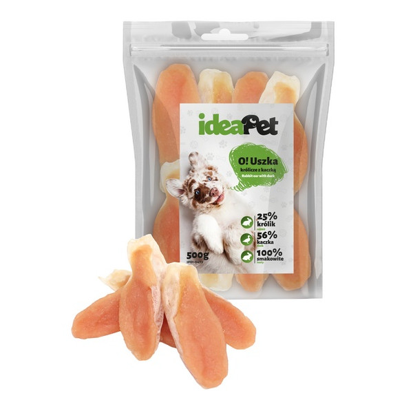 IdeaPet Uszka królicze z kaczką 500g