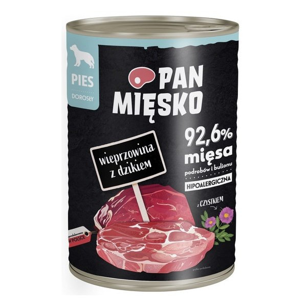 Pan Mięsko Karma mokra dla psa Wieprzowina z dzikiem puszka 400g