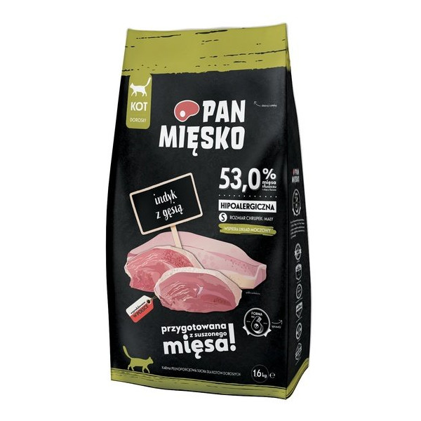 Pan Mięsko Karma sucha dla kota - indyk i gęś chrupki S 1,6kg