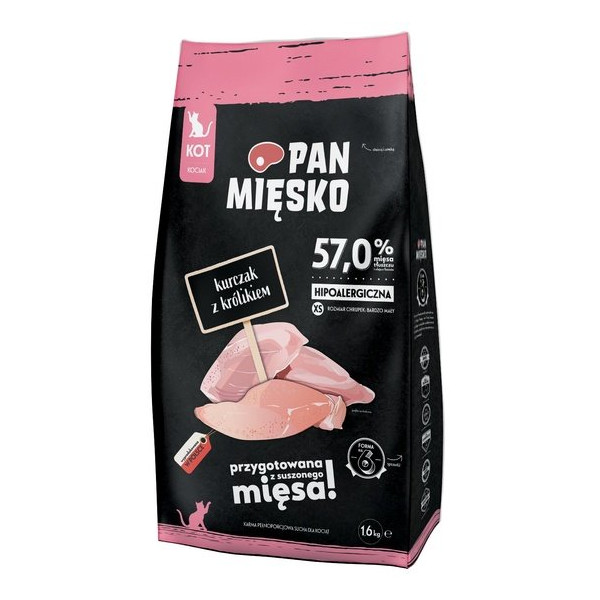 Pan Mięsko Karma sucha dla kociąt - kurczak i królik chrupki XS 1,6kg