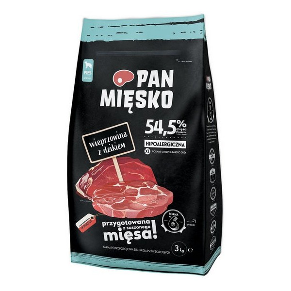 Pan Mięsko Karma sucha dla psa - wieprzowina i dzik chrupki XL 3kg