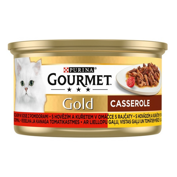 Gourmet Gold Wołowina i kurczak w sosie pomidorowym 85g