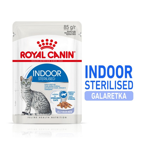 Royal Canin Indoor Sterilised Jelly karma mokra dla kotów dorosłych sterylizowanych, przebywających w domu saszetka 85g