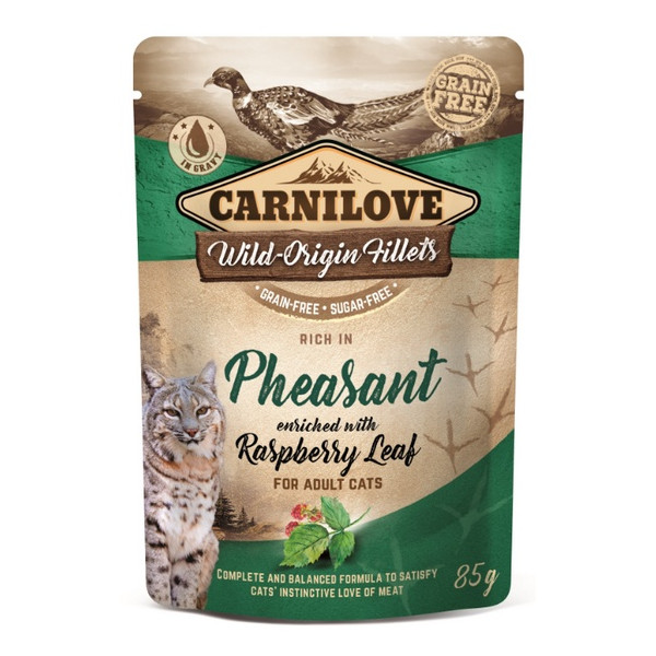 Carnilove Cat Pheasant & Raspberry Leaves - bażant i liście maliny saszetka 85g