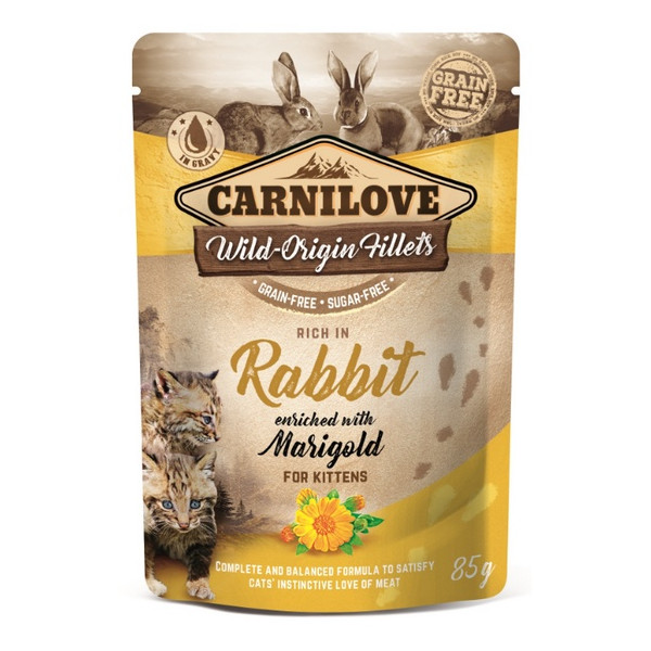 Carnilove Cat Rabbit & Marigold Kitten - królik i nagietek saszetka 85g