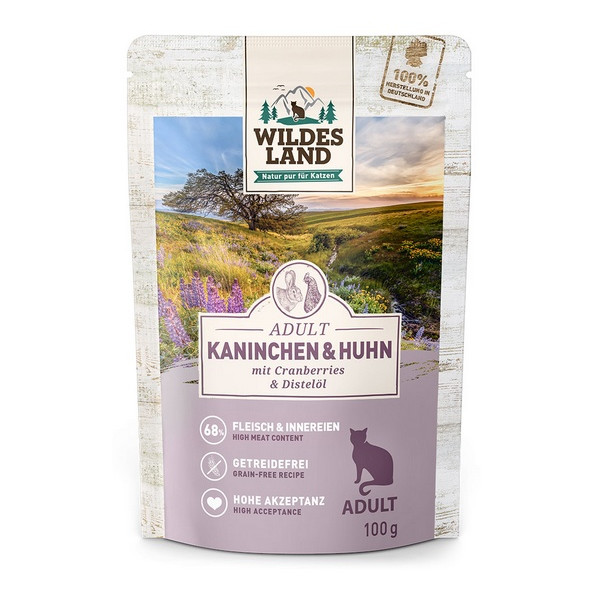 Wildes Land Cat Classic Adult Kaninchen & Huhn saszetka 100g