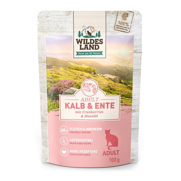 Wildes Land Cat Classic Adult Kalb & Ente saszetka 100g