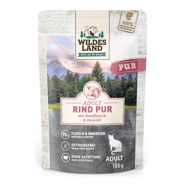 Wildes Land Cat Classic Adult Rind Pur saszetka 100g