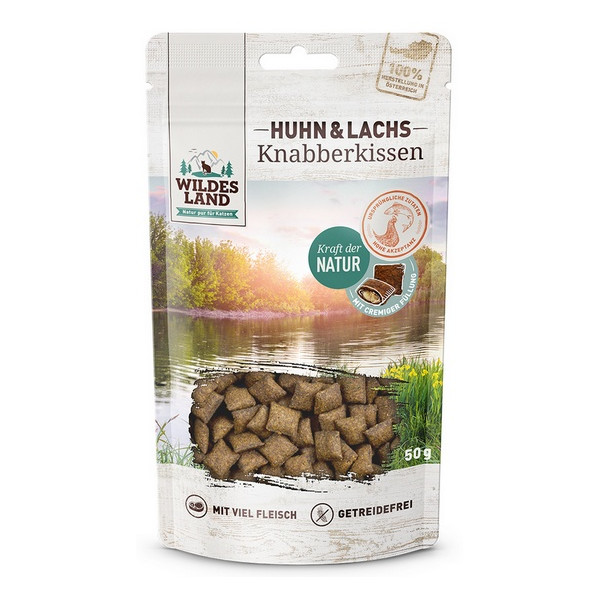 Wildes Land Cat Knabberkissen Huhn & Lachs 50g