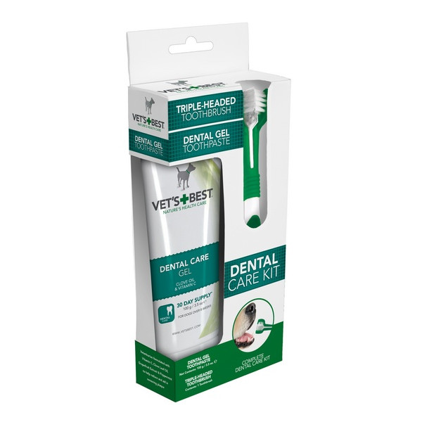 Vet's Best Dental żel + szczoteczka zestaw Adult