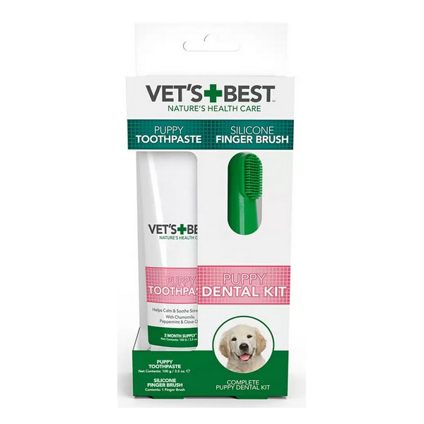 Vet's Best Dental żel + szczoteczka zestaw Puppy