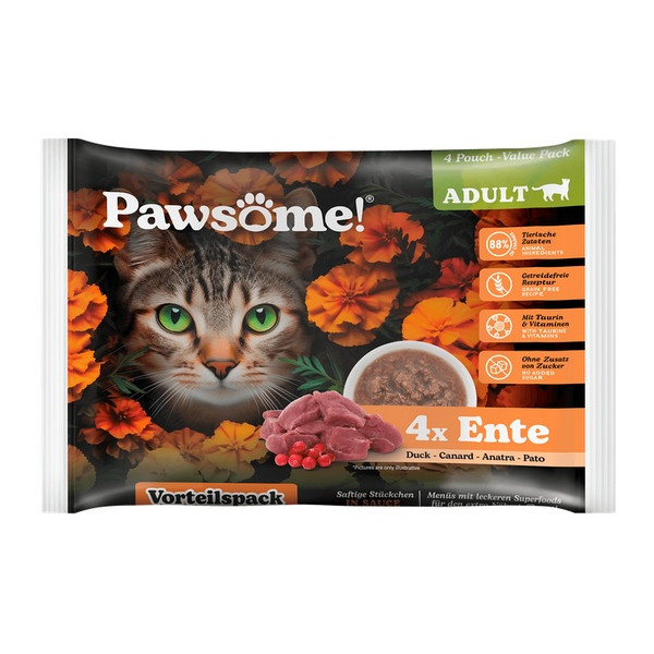 Pawsome Adult Ente - kaczka saszetki 4x85g