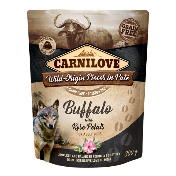 Carnilove Dog Buffalo & Rose Petals - bawół i płatki róży saszetka 300g