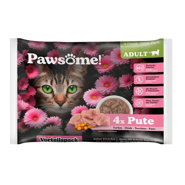 Pawsome Adult Pute - indyk saszetki 4x85g