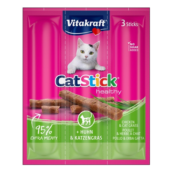 Vitakraft Cat Stick Classic kurczak + kocia trawa 3szt [58896]