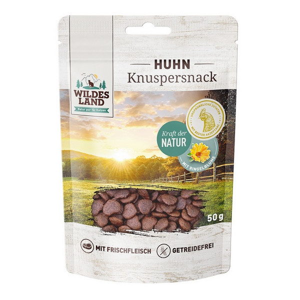 Wildes Land Cat Knuspersnack Huhn & Ringelblum 50g