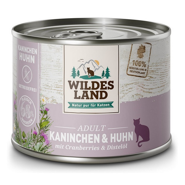 Wildes Land Cat Classic Adult Kaninchen & Huhn puszka 200g