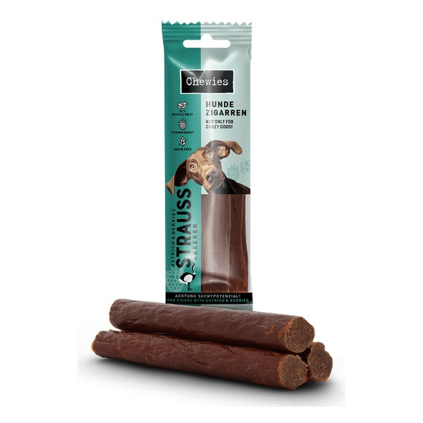 Chewies Hundezigarren Straub & Beeren - struś & owoce 75g